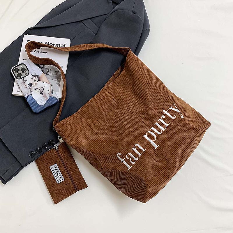 

Корейский алфавит простая холщовая сумка через плечо весна новая персонализированная сумка-тоут большой вместимости сумка для покупок сумка для通勤 коричневый