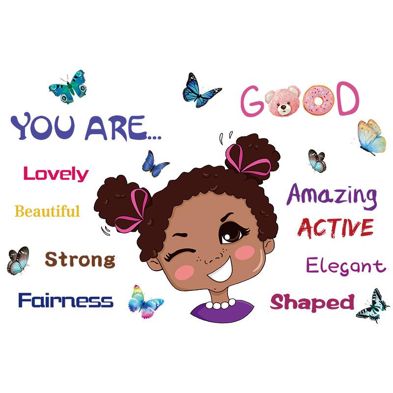 

Cartoon Butterfly Girl Wall Sticker Self Adhesive Decoration for Kids Room Nursery Bedroom Home Wall Decor 30x90cm різнокольоровий