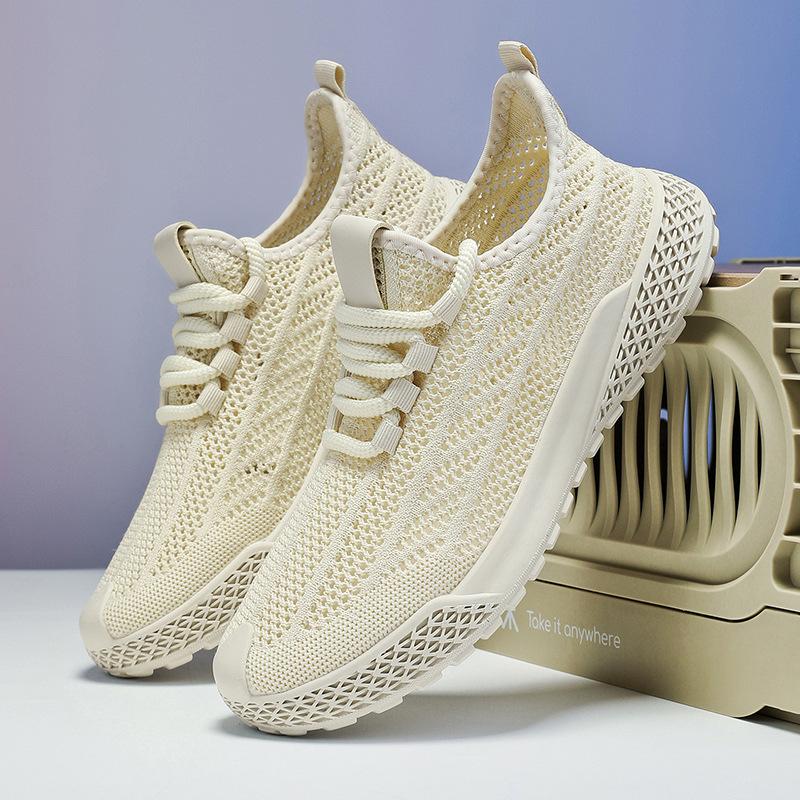 

Новая легкая мужская сетчатая обувь на мягкой подошве, дышащая летняя спортивная обувь для улицы, студенческая, удобная, износостойкая повседневная обувь 45 бежевый