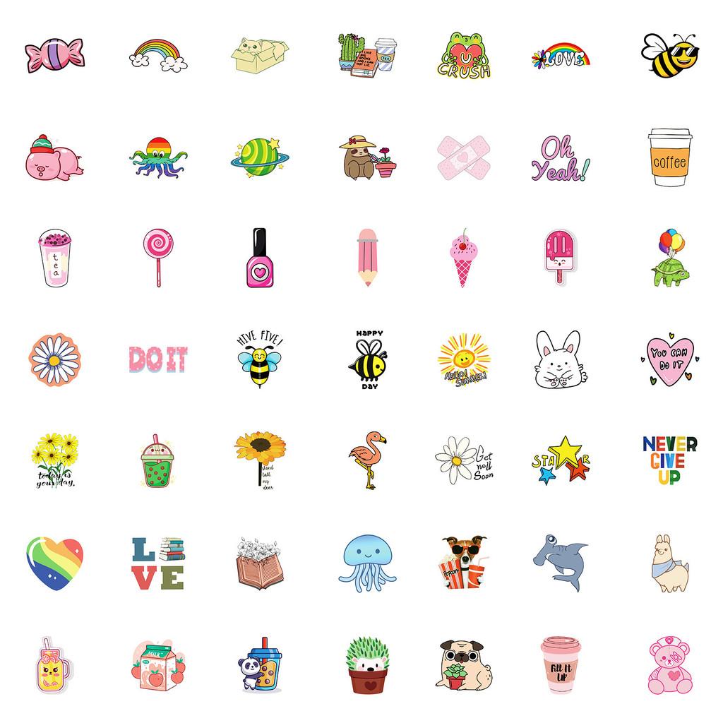 100Pcs Hand Drawn Ins Style Cute Little Objects Graffiti Stickers For Bicycle Hand Account Pencil Case Decals