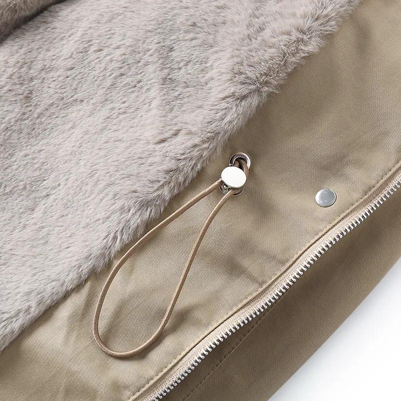 Parker Clothing Cotton Clothing Women's Winter Mid-length Ins Plus Velvet Thickened Loose Waist Casual Cotton Jacket