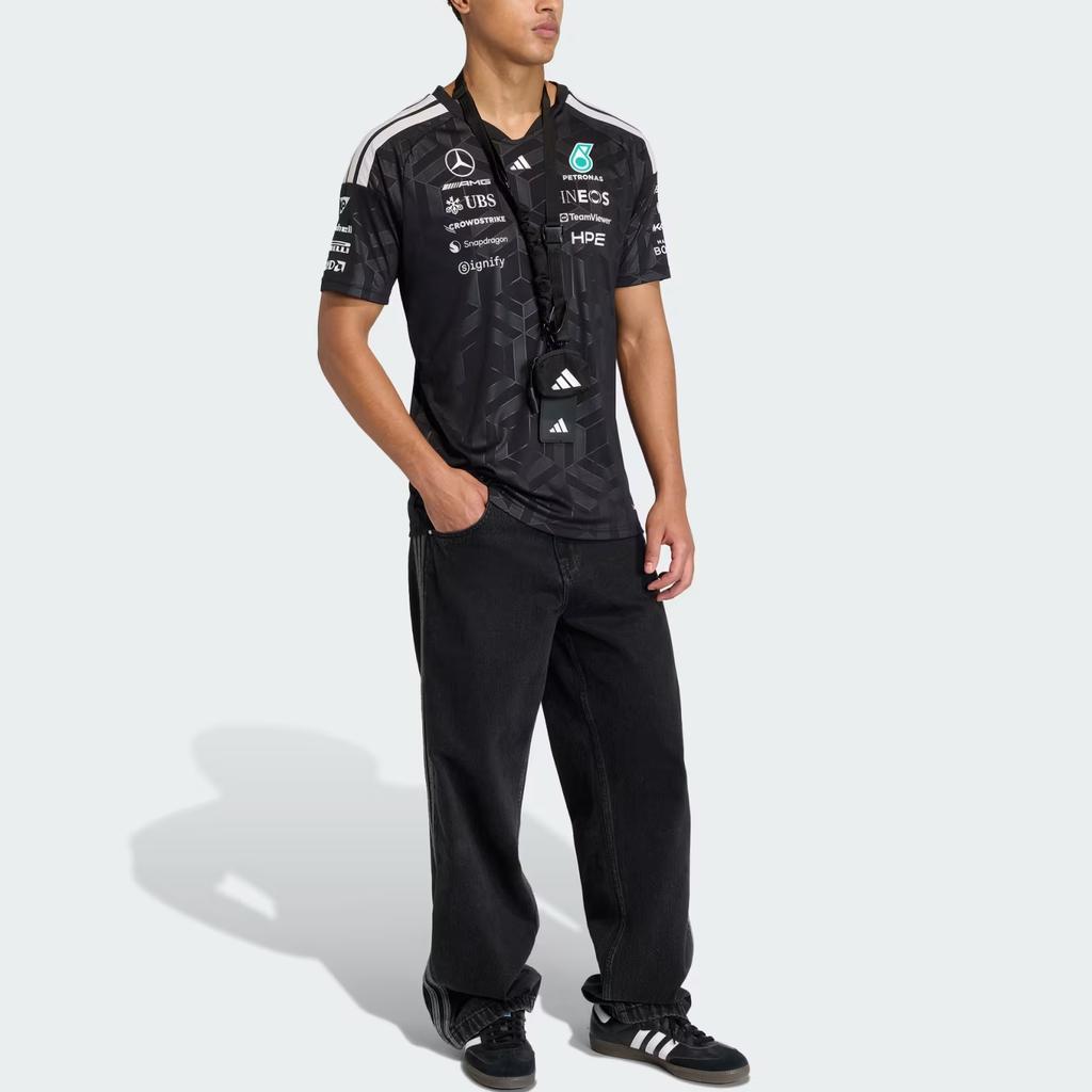 Adidas Motorsports FW25 Mercedes - AMG Petronas Formula 1 Team Moisture-Wicking Quick-Dry Slim Fit Short Sleeve Racing T-Shirt Men Tops KF0161