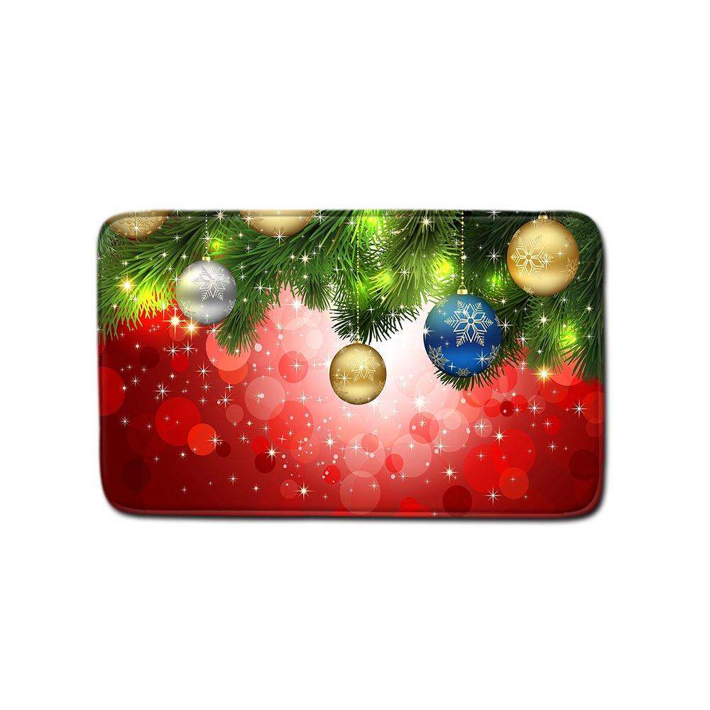 Christmas Bathroom Shower Curtain Four-Piece Floor Mat Toilet Non-Slip Door Mat Bedroom Living Room Absorbent Carpet