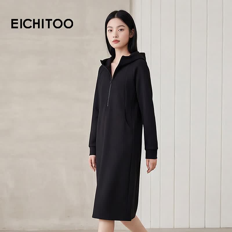 EICHITOO Women s Hooded Casual Sweatshirt Midi Dress M