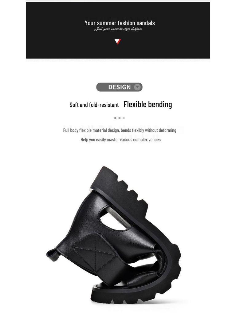 Summer Men's High-Top Leather Sandals - Trendy, Breathable, Plus Size