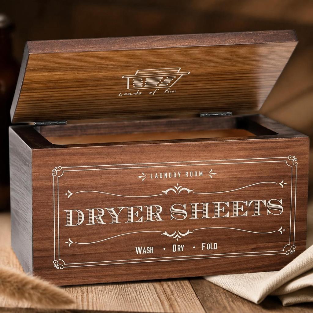 Wooden Storage Box Long-Lasting for Laundry Room, Bathroom