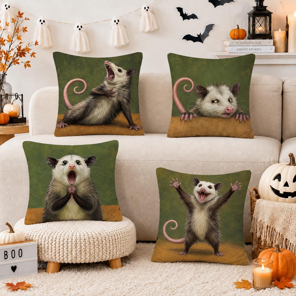 Farmhouse Style Modern Opossum Cushion Cover Organic Short Plush Cushion Covers Machine Washable Wrinkle-Resistant Soft Durable