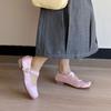 IPPEUM Satin Pink Ballerinas Zapatos Mujer Square Toe Mary Janes Shoes Pumps Ballet Flats Women
