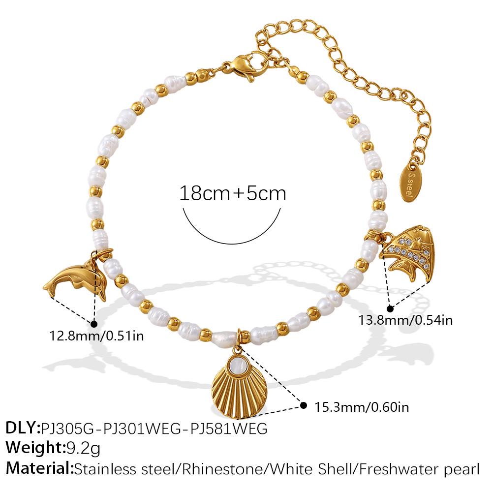 Light Luxury Starfish & Turtle Freshwater Pearl Bracelet In European & American Ocean Style