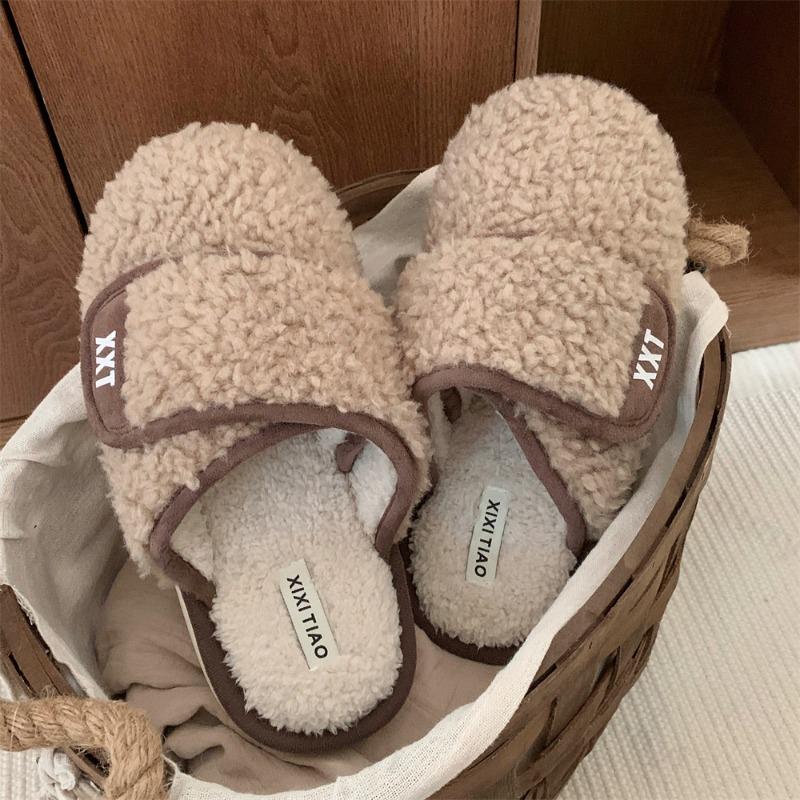 Women Vintage Cotton Slippers Autumn Winter Indoor Warm Non Slip Home Shoes Lightweight Comfortable Thicken Plush Shoes