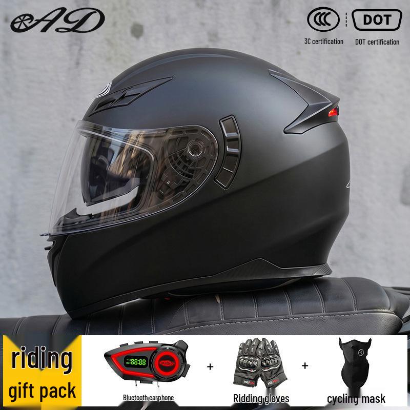 Bluetooth Smart Taillight Flip-Up Motorcycle Helmet for Men and Women - All-Season, Full Coverage for Electric and Off-Road Riding