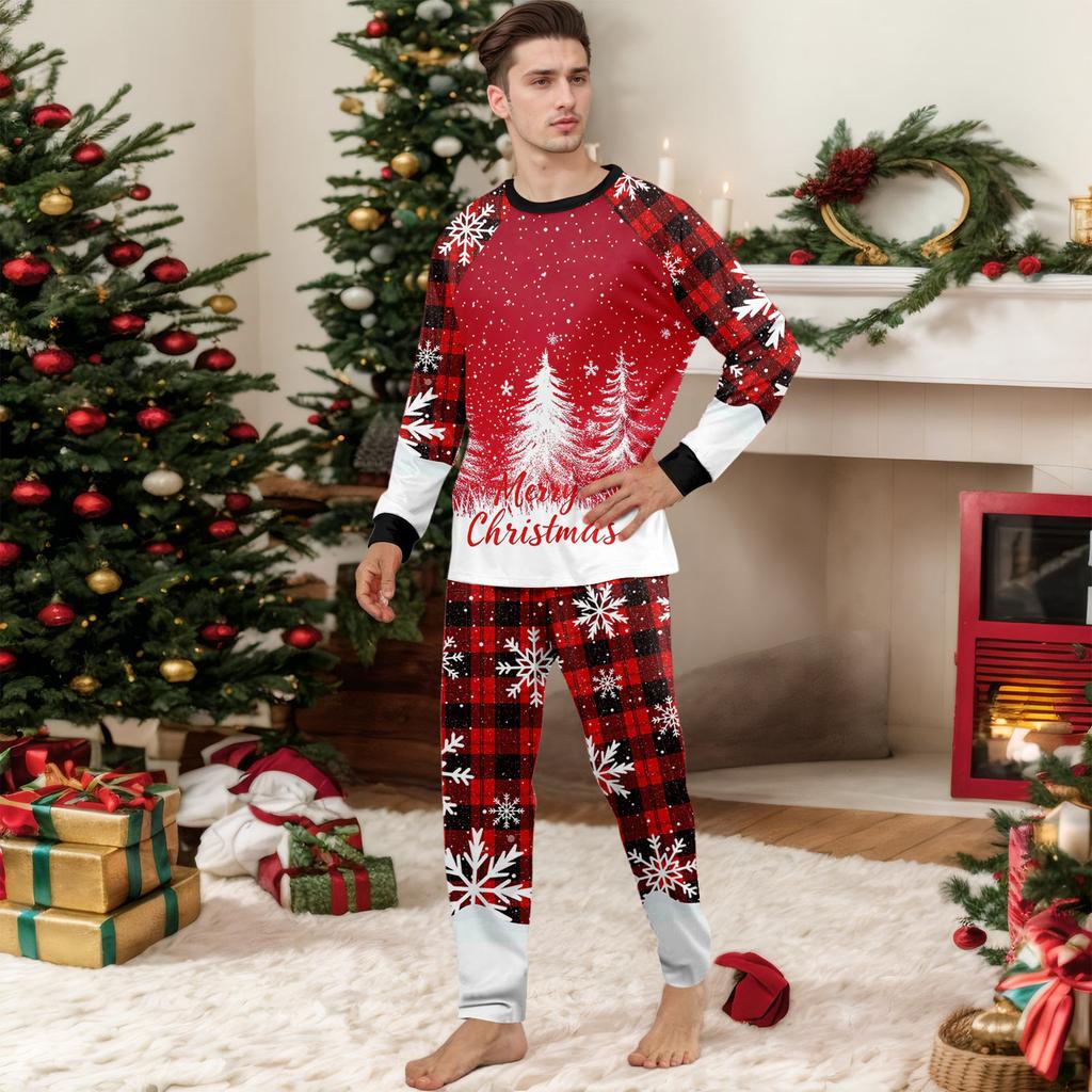 Christmas Print Cute Family Set Pajamas, Home Clothes, Family Set Long Sleeve Top Pants Set