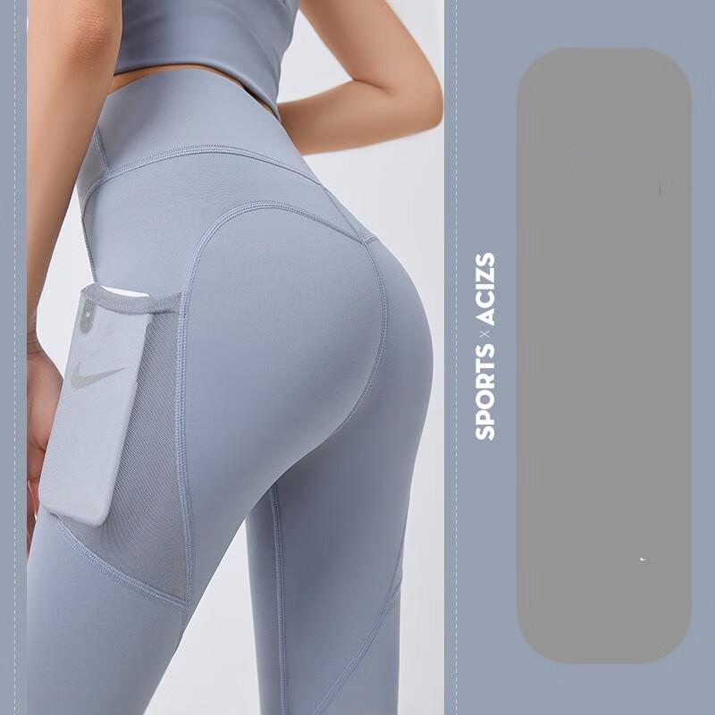 WEZHO High-Waist Seamless Yoga Pants with Mesh Pockets