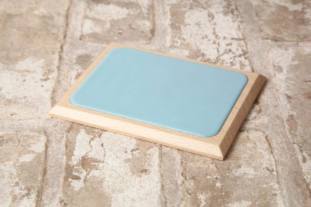 KATOMOKU Luxurious Printing Mat Made from Solid Wood and Natural Leather, 45° Surface, Light Blue, km-04LB