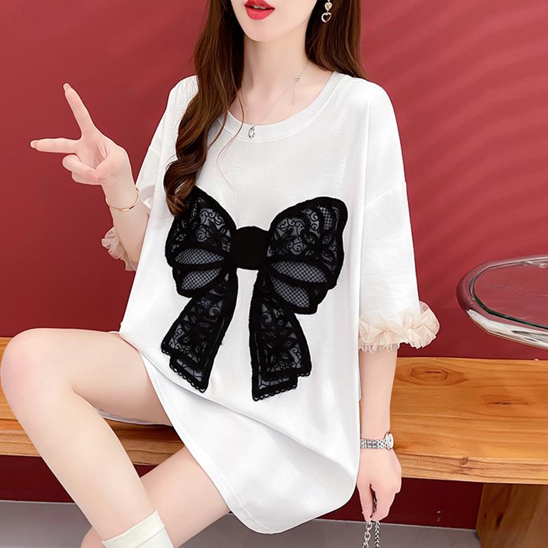 

ZANZEA Женские летние футболки с круглым вырезом, завязками и кружевным принтом, с короткими рукавами XL белый