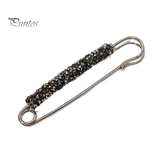Fashion Faux Crystal Waist Buckle Fixed Strap Charm Safety Pin Brooch Sweater Cardigan Clip Jewelry Accessory