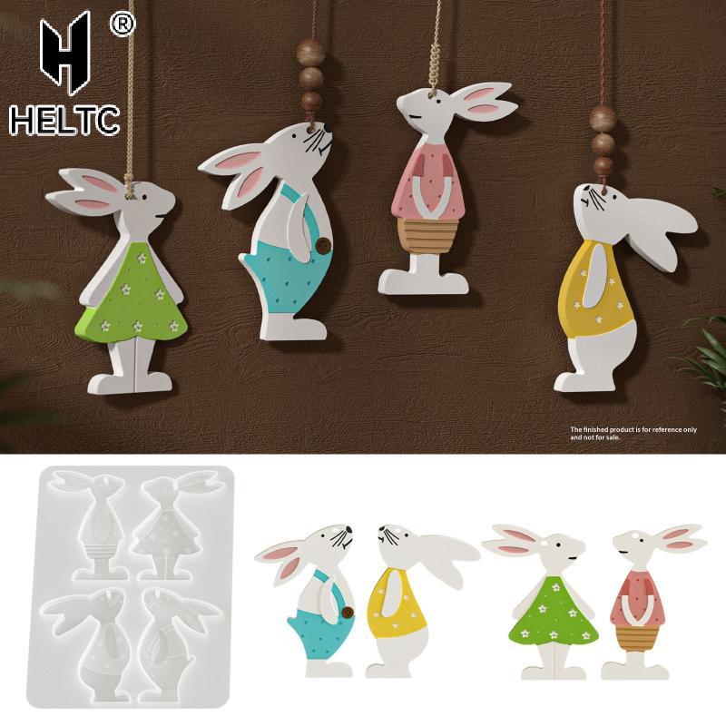 3D Easter Bunny Ornament Silicone Mold DIY Egg Mushroom Shapes Pendant Mould Cute Rabbit Resin Plaster Casting Molds Home Decor