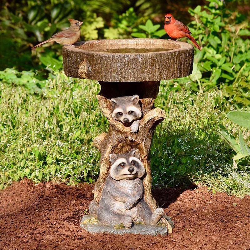 Animal  Wooden Stake Statue Resin Bird Feeder Garden Decoration Raccoon Fox Dog Sculpture Crafts Home Courtyard Ornaments
