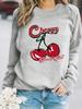 European and American Women's Casual Long-Sleeved Cherry Print Hoodie