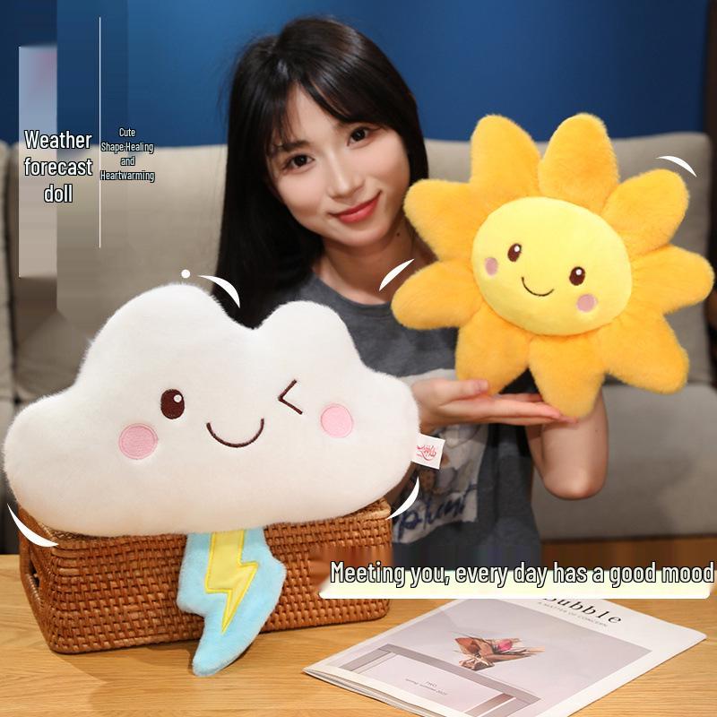 Adorable Weather Forecast Plush Doll Pendant - Sun, Rain, Cloud, Raindrop Pillow for Girls
