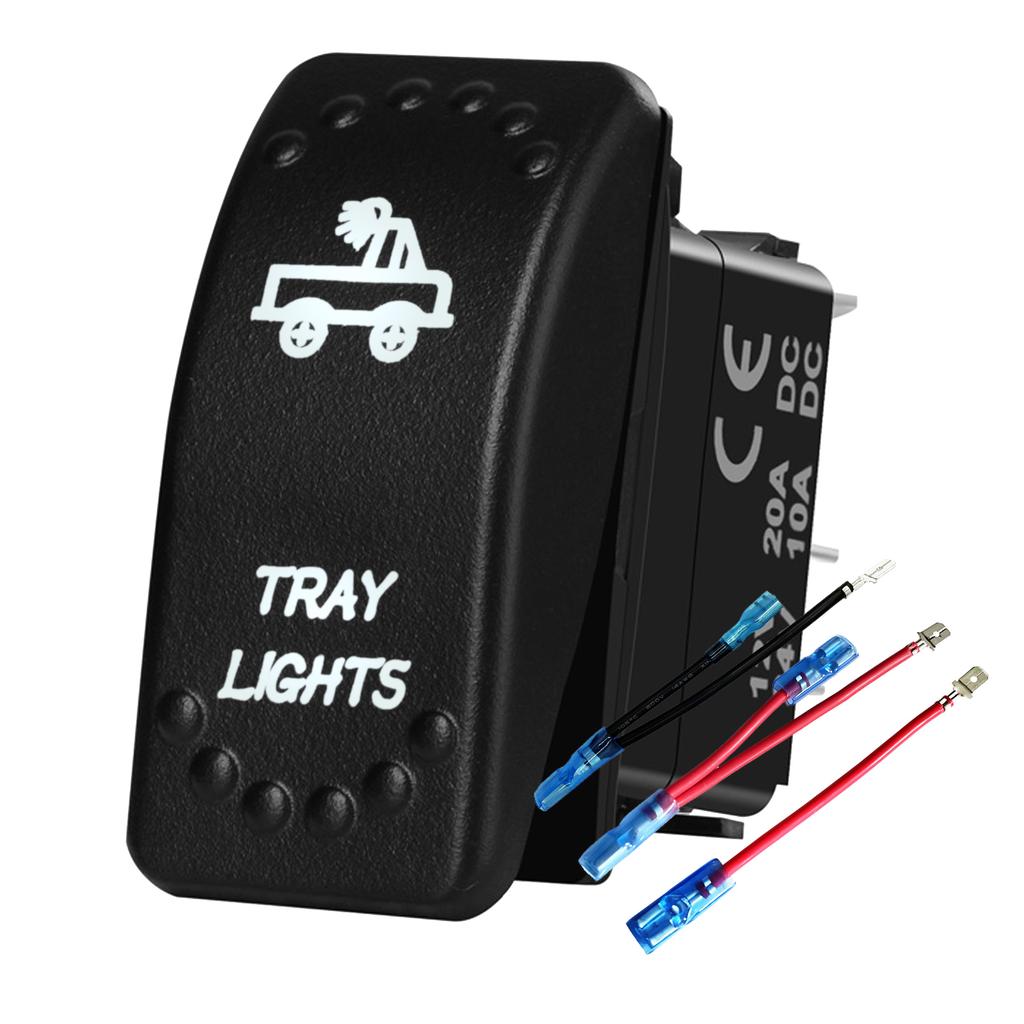 Waterproof White LED Rocker Switch for Light Bar Spot Lights 5P/7P ON-OFF-ON 12V/24V Heavy Duty for Car Boat Truck SUV 4x4 Hilux