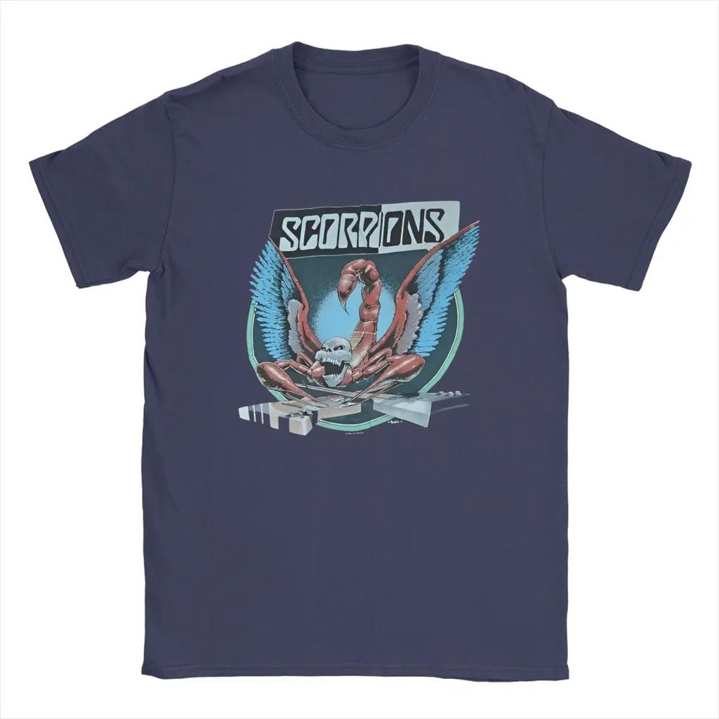 Men Scorpions Rock Band T Shirt Music Concert Tour Pure Cotton Merchandise Fashion Short Sleeve Crewneck Tee Unique TShirt