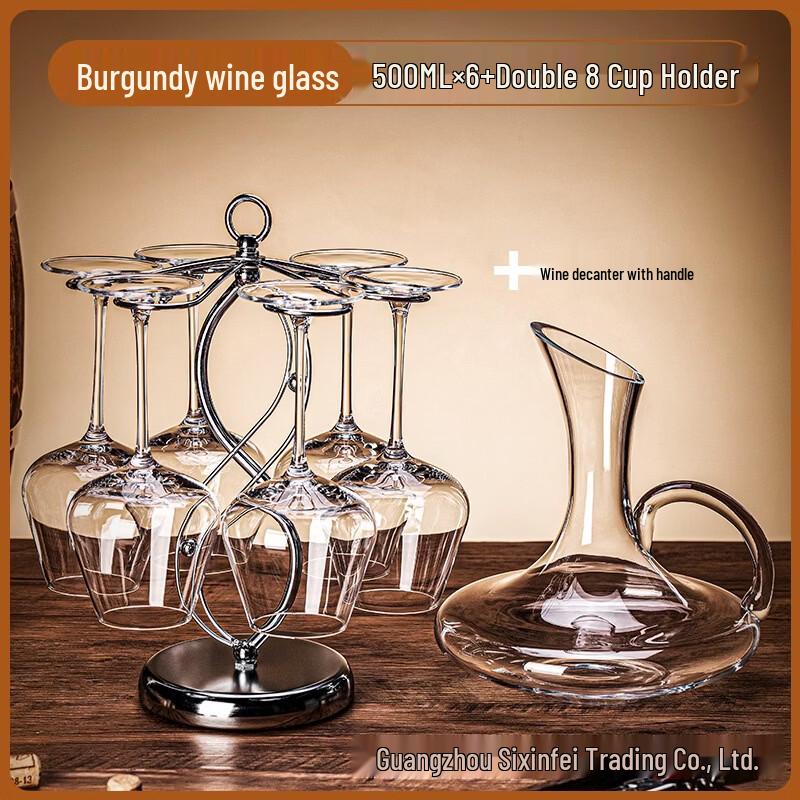 MDNG Crystal Wine Decanter Set with 6 Glasses and Rack
