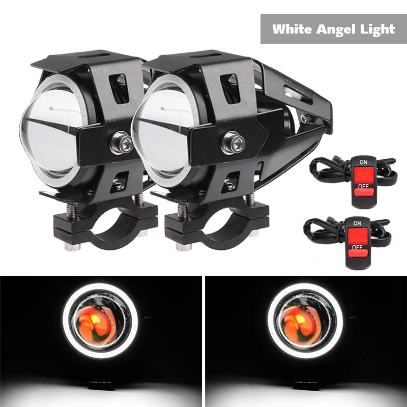 U7 LED Motorcycle Headlight Angel Eyes Spotlight Headlamp Super Bright Fog Lights Spotlights U7 Mini Moto Auxiliary Driving Lamp