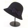 Weibliche Fedoras Wolle Hut Erwachsene Winter Warme Fedoras Hüte Breiter Krempe Fischer Kappe Herbst Winter Becken Kappe Elegante Bogen kappe B-8788