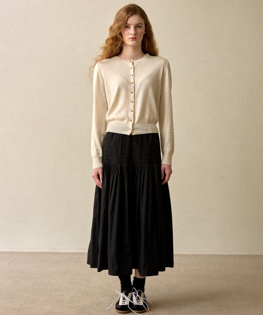 Opeundoeoseutyudio Handmade Wrinkle Pin Tuck Skirt Black