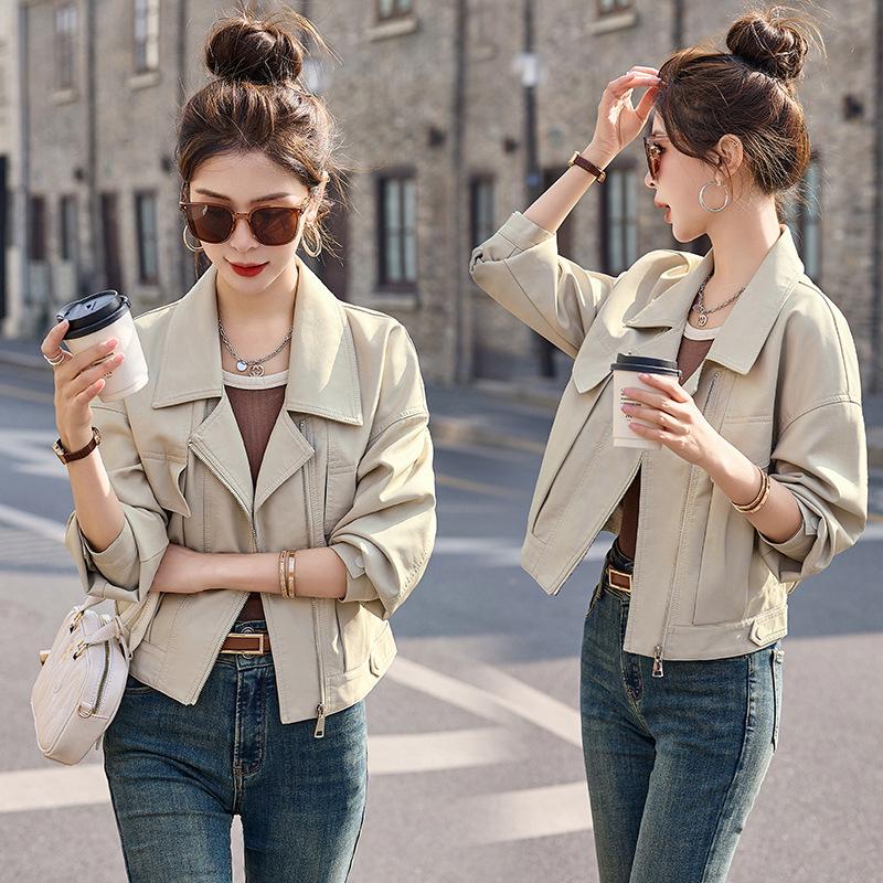 2025 Frühling/Herbst Damen Kurze Lammlederjacke - Lässig, Lockerer Modemantel