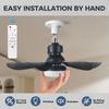 Intelligent Ceiling Fan with Light, Remote Control, Adjustable LED, 6 Blades, Ceiling Fan Installation, Hard Wired, 85V-265V Voltage, Lighting
