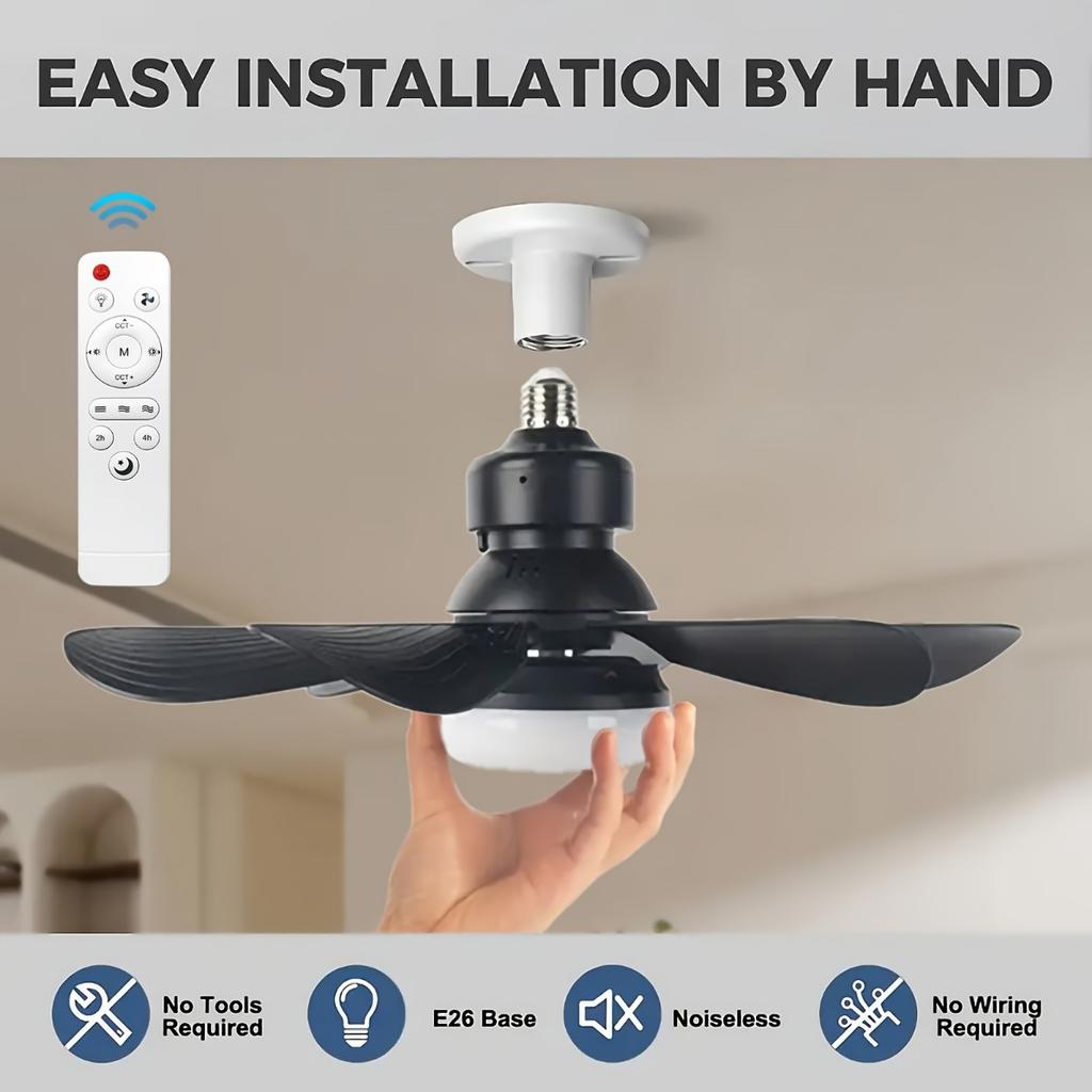 Intelligent Ceiling Fan with Light, Remote Control, Adjustable LED, 6 Blades, Ceiling Fan Installation, Hard Wired, 85V-265V Voltage, Lighting