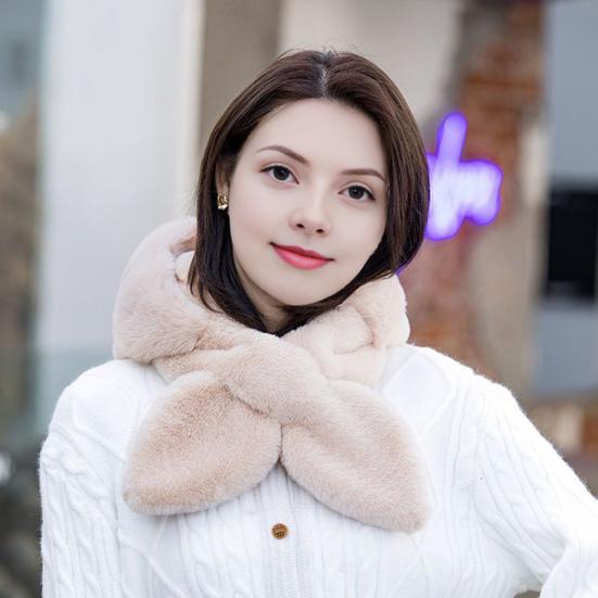 Women Hat Solid Color Elastic Knitted Warm Winter Hat With Scarf Outdoor
