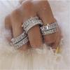Fine Engagement Eternity Promise Ring AAAAA Zircon 925 Sterling Silver Statement Wedding Band Rings for women men Jewelry Gift