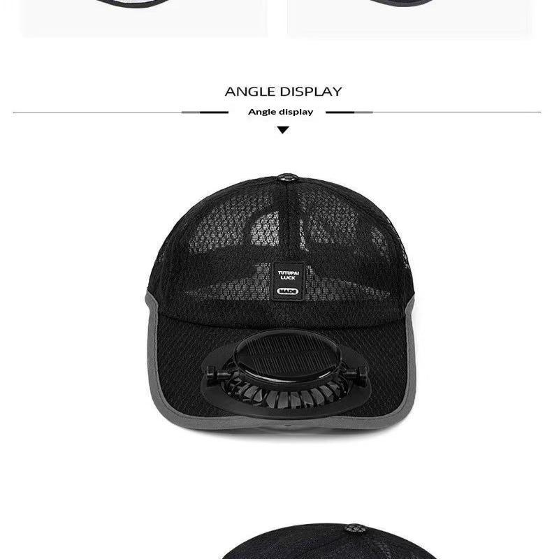Lightweight Solar Powered Fan Baseball Cap 3 Adjustable Speeds Dual Power Supply For Outdoor Summer Hiking Camping