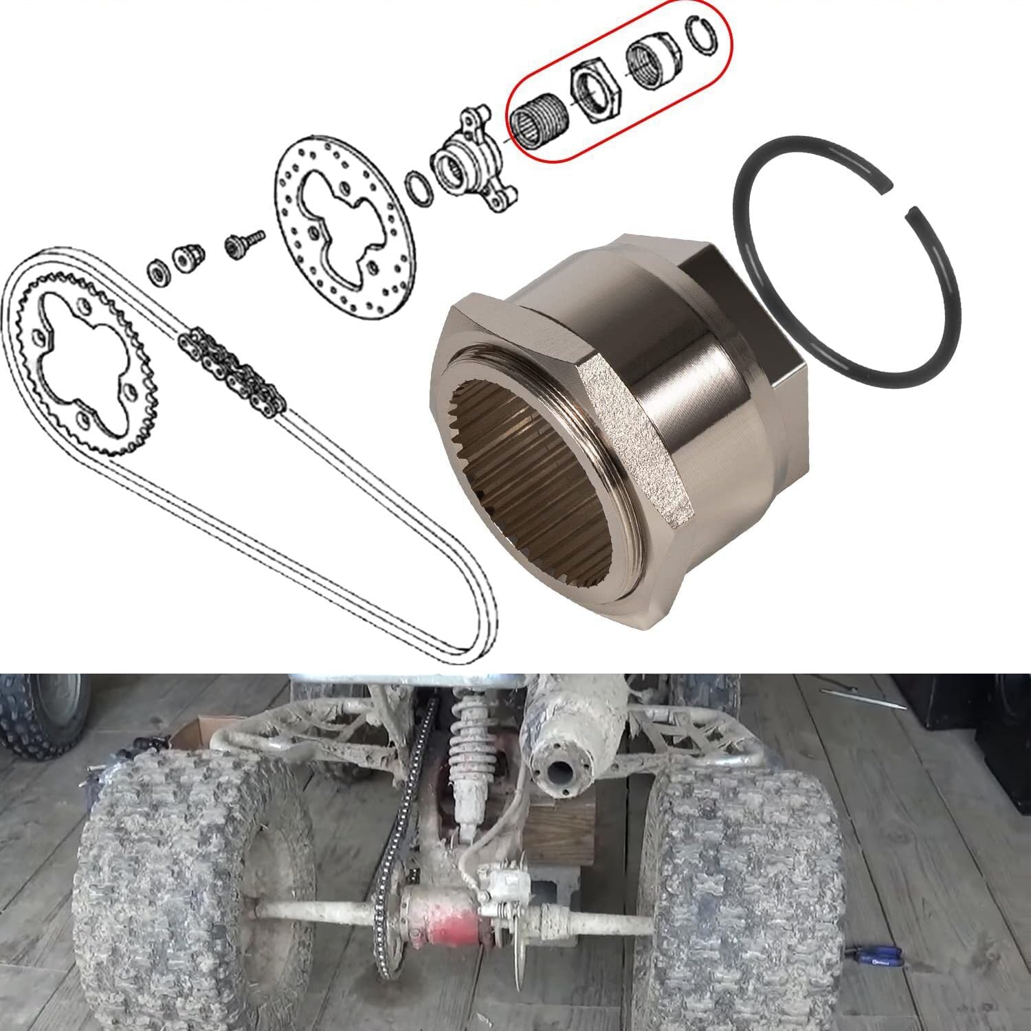 

Generic Rear Axle Lock Nut Clip Bolt Jam Sleeve Fits Honda TRX300EX TRX400EX TRX250X TRX300X TRX400X TRX450R TRX450ER ATC250R ATC350X Sportrax Wrench