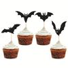 Halloween Party Cupcake Toppers Bat Shape Paper Picks for DIY Halloween Decorations Party Supplies Set of 12