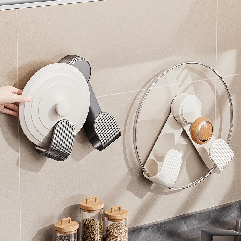 Adjustable No-Punch Suction Cup Pot Lid & Cutting Board Wall Rack