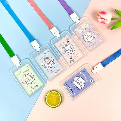 Étui à cartes avec cordon transparent pour étudiants, cartes de bus, cartes de travail, porte-cartes de crédit, porte-cartes d'identité avec cordon