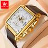 OLEVS 9925 Men's Square Quality Quartz Wristwatch Chronograph Waterproof Original Watch for Man Luminous Date Luxury