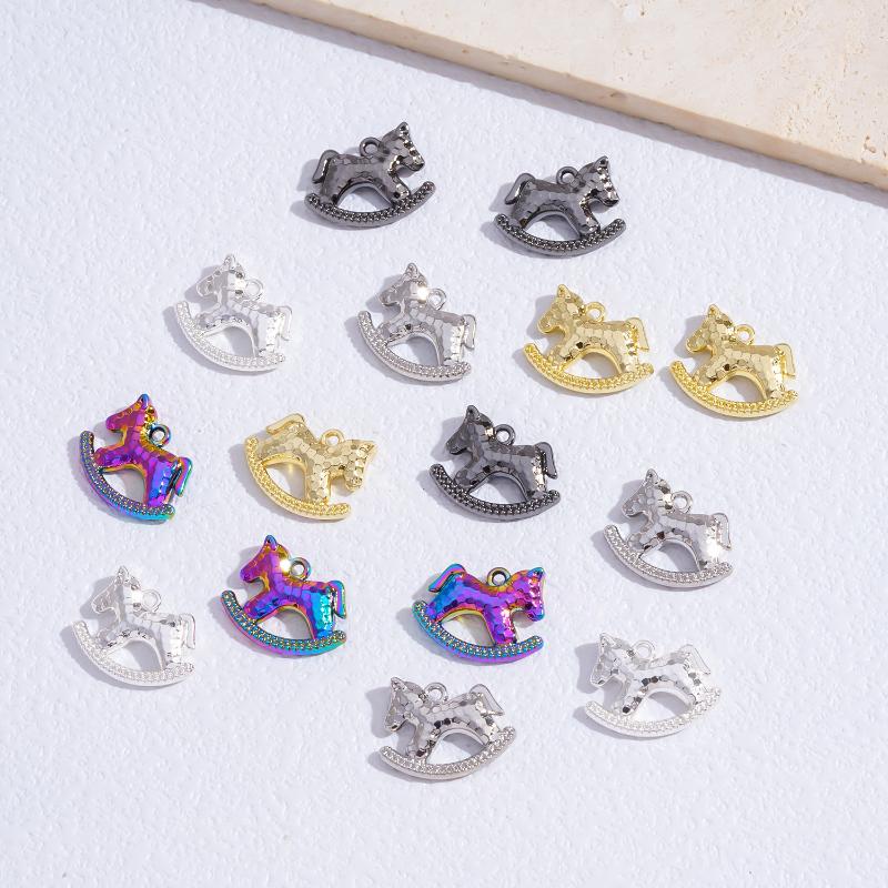 5Pcs 15*17Mm Zinc Alloy Electroplated Rocking Horse Pendant Charms For Diy Necklace Bracelet Earrings Jewelry Accessories Making