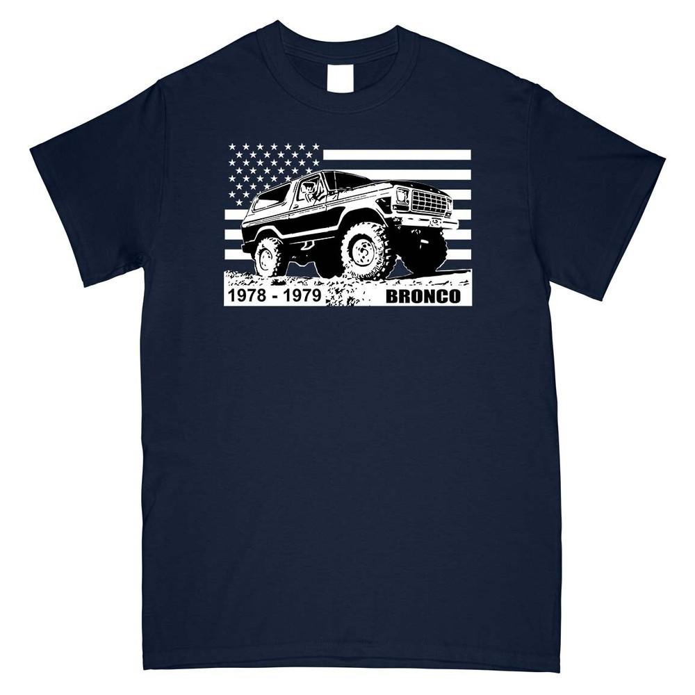 78-79 Bronco T-Shirt With American Flag Unisex T-Shirt M