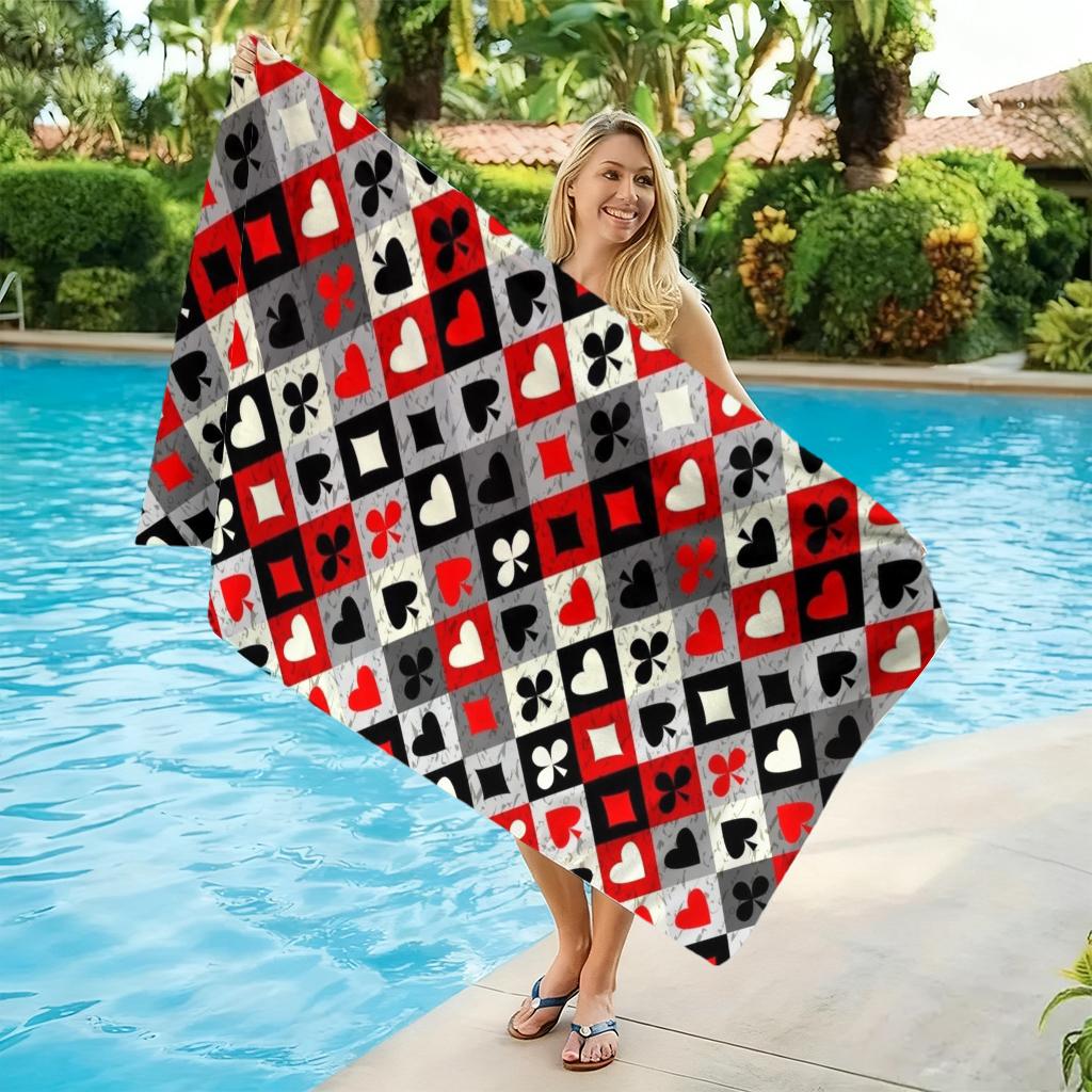 1pc Poker Color Style Beach Towel Large Quick-drying Towel Suitable for Beach Yoga Pool Gym Sport Towel Summer Gift for Friends