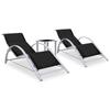 Day and Night - Day and Night Loungers with Table 2 Units Black Aluminum