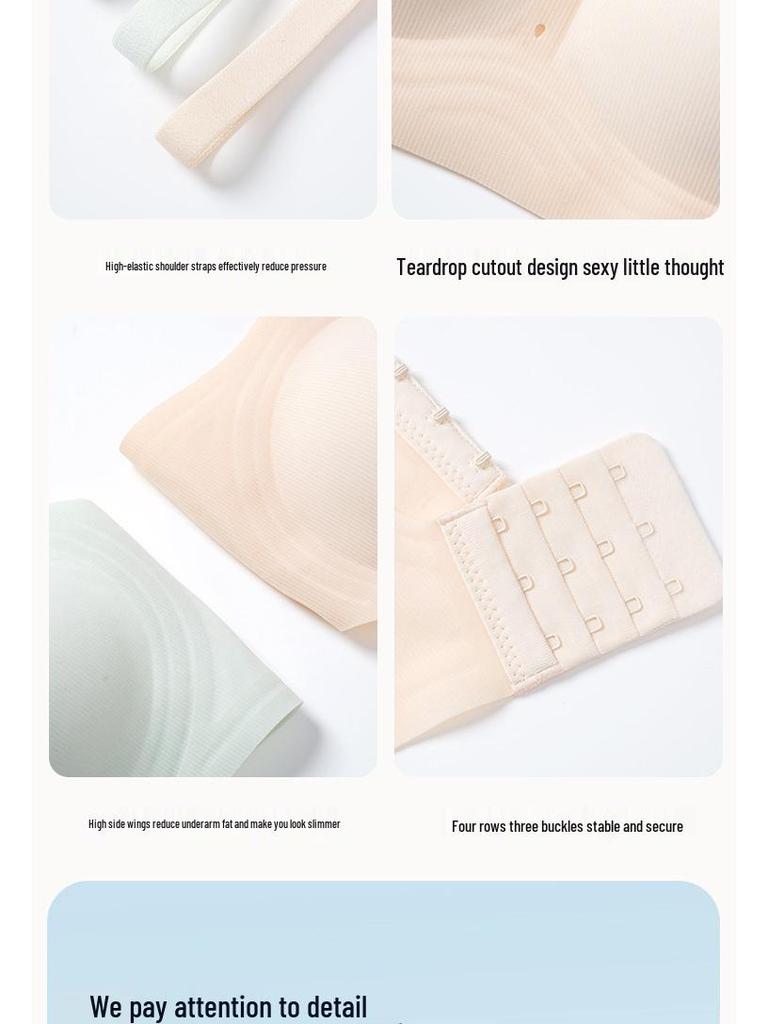 Comfortable Seamless Jelly Ice Silk Bra: Side Support, Anti-Sagging, Beautiful Back, Breathable Fit for Small Chests