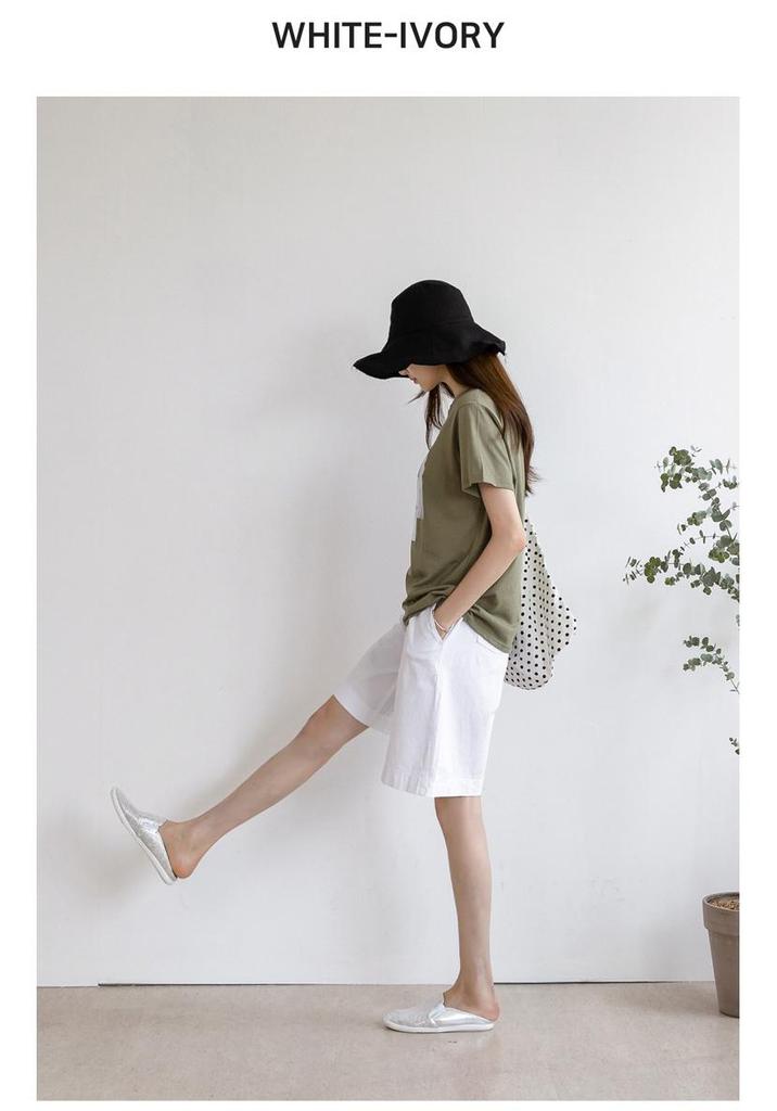 Dames Casual Shorts met Hoge Taille van Katoenen Twill - Los, Kreukvrij, Wijde Pijpen, Grote Maten, Zomerstijl