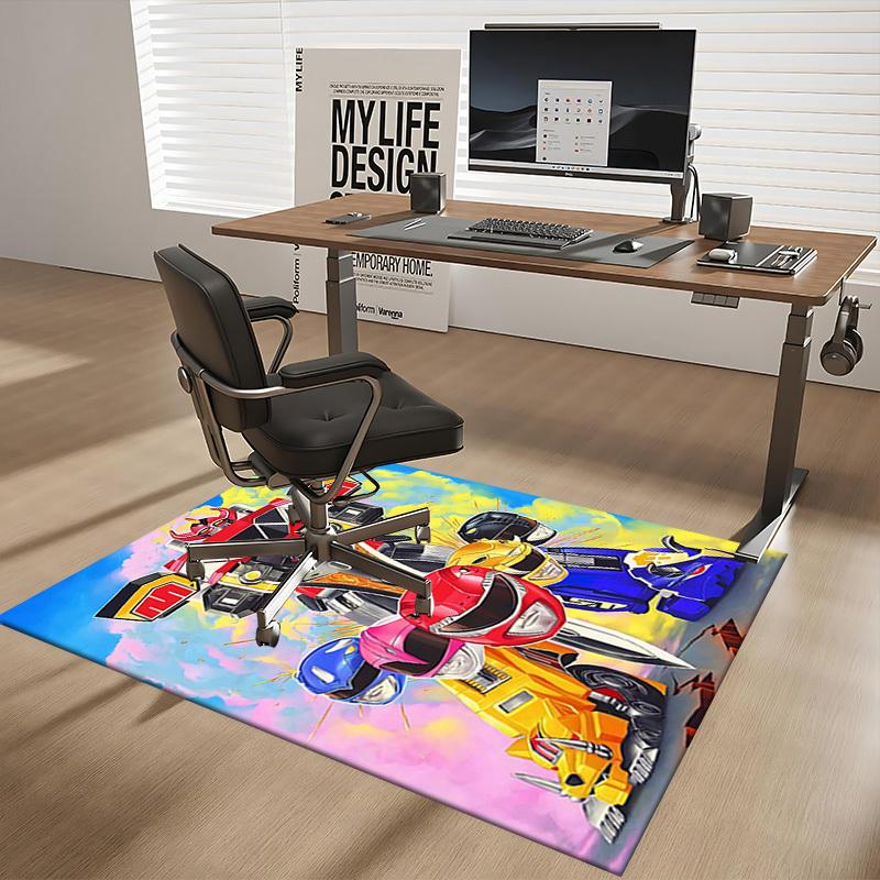 1pc Power Rangers Megazord Office Chair Mat - Anime Cartoon Design, Non-Slip Carpet for Home Decor, Suitable for All Seasons, Ideal Gift for Fans.T059