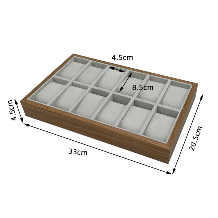 Wooden 12-Slot Watch Display Tray for Boutiques and Stalls