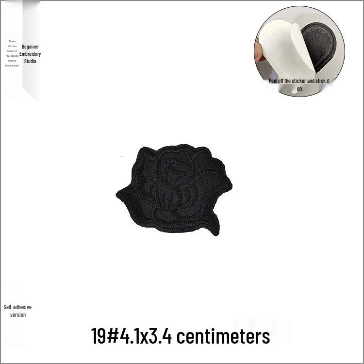 Self-Adhesive Black Letter Embroidery Patch for Clothing